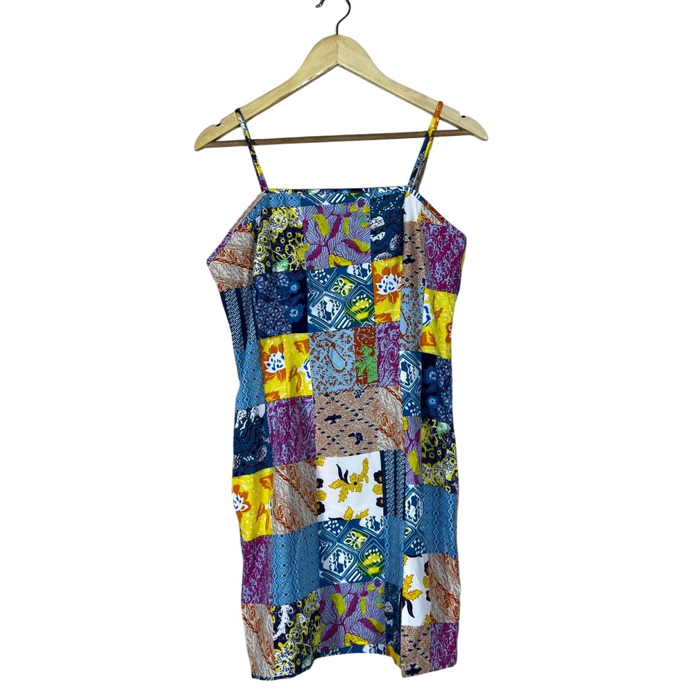 Cider Patchwork Mini Dress in Blue, Yellow, Purple